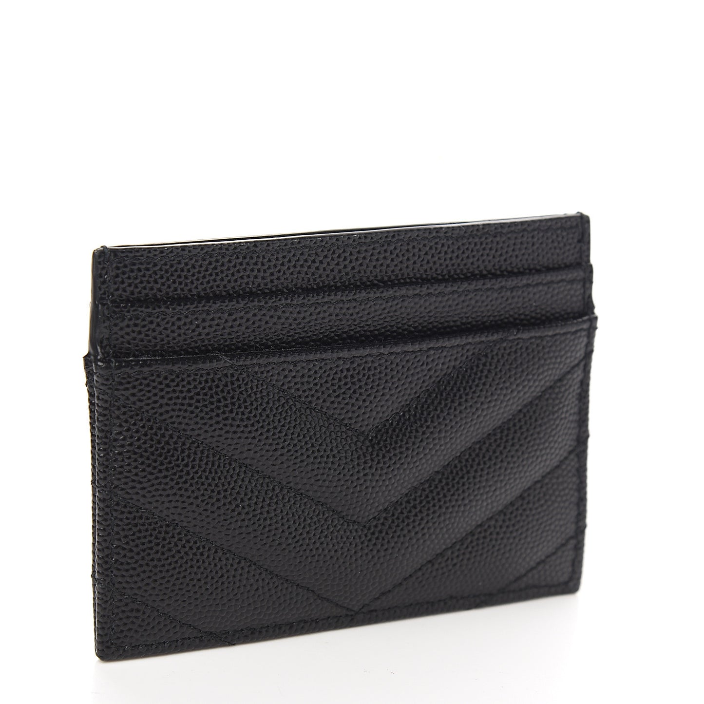 Grain De Poudre Matelasse Chevron Monogram Credit Card Case Black