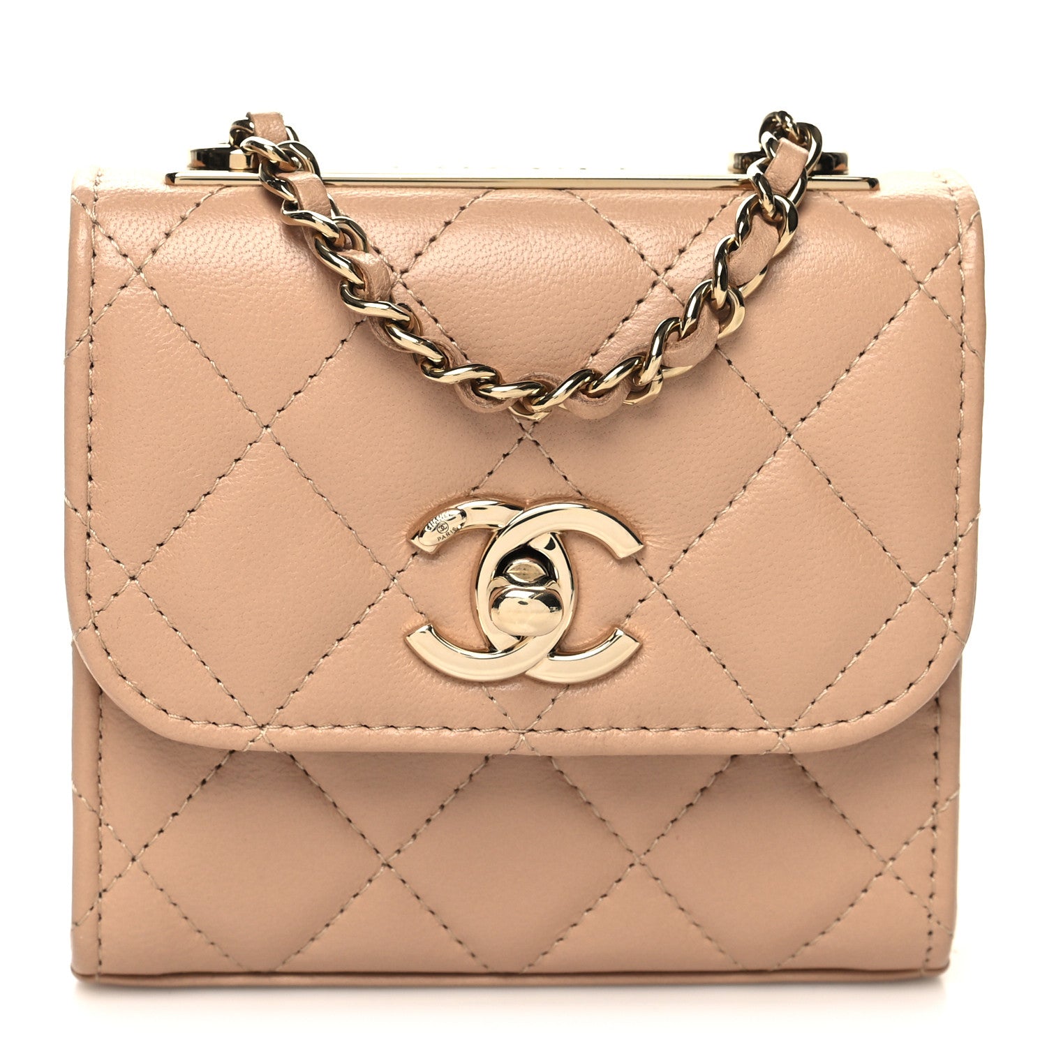 Chanel Lambskin Quilted Mini Trendy CC Clutch With Chain Beige 1 of 10