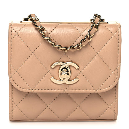 Chanel Lambskin Quilted Mini Trendy CC Clutch With Chain Beige 1 of 10