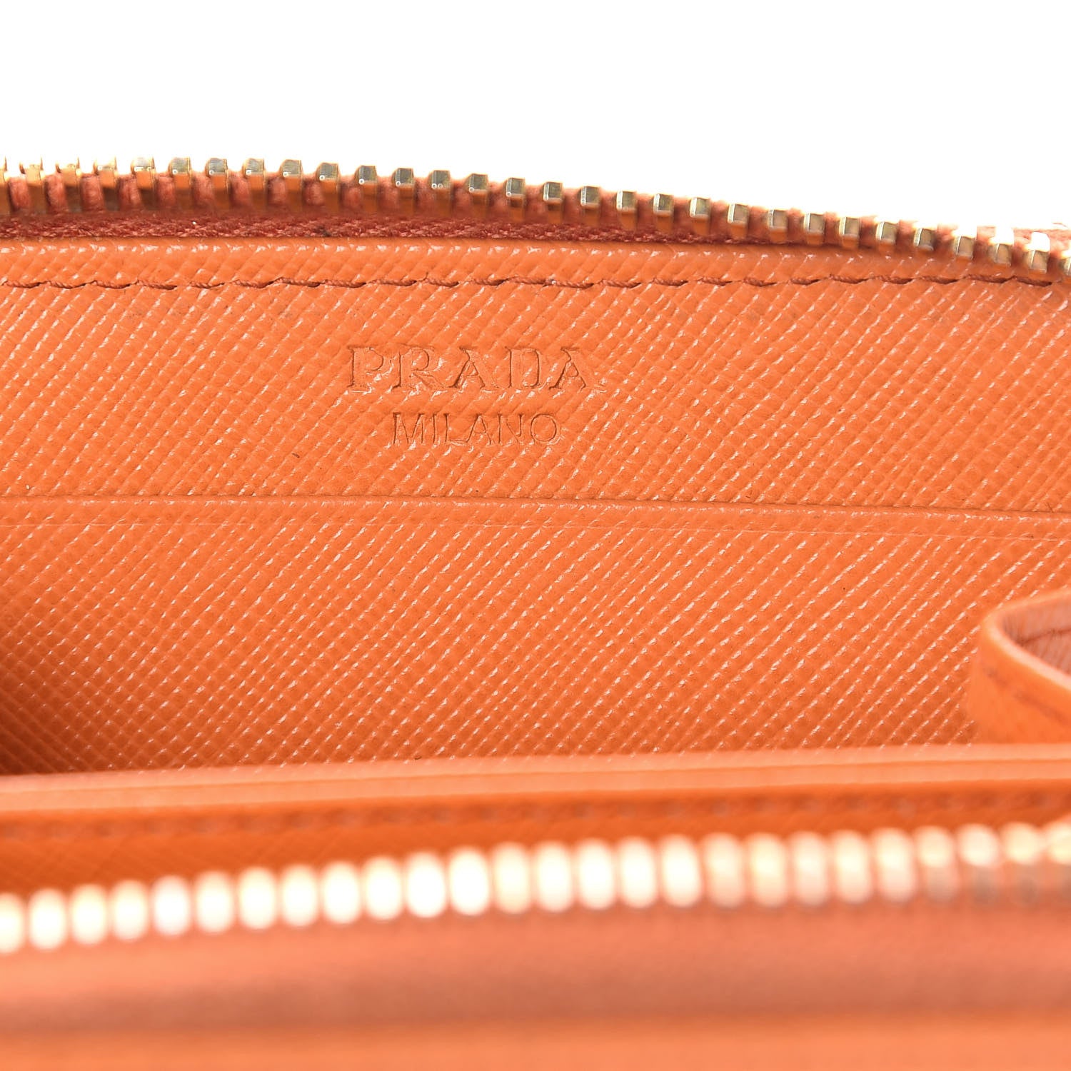 Prada Saffiano Metal Zip Coin Purse Papaya 6 of 17