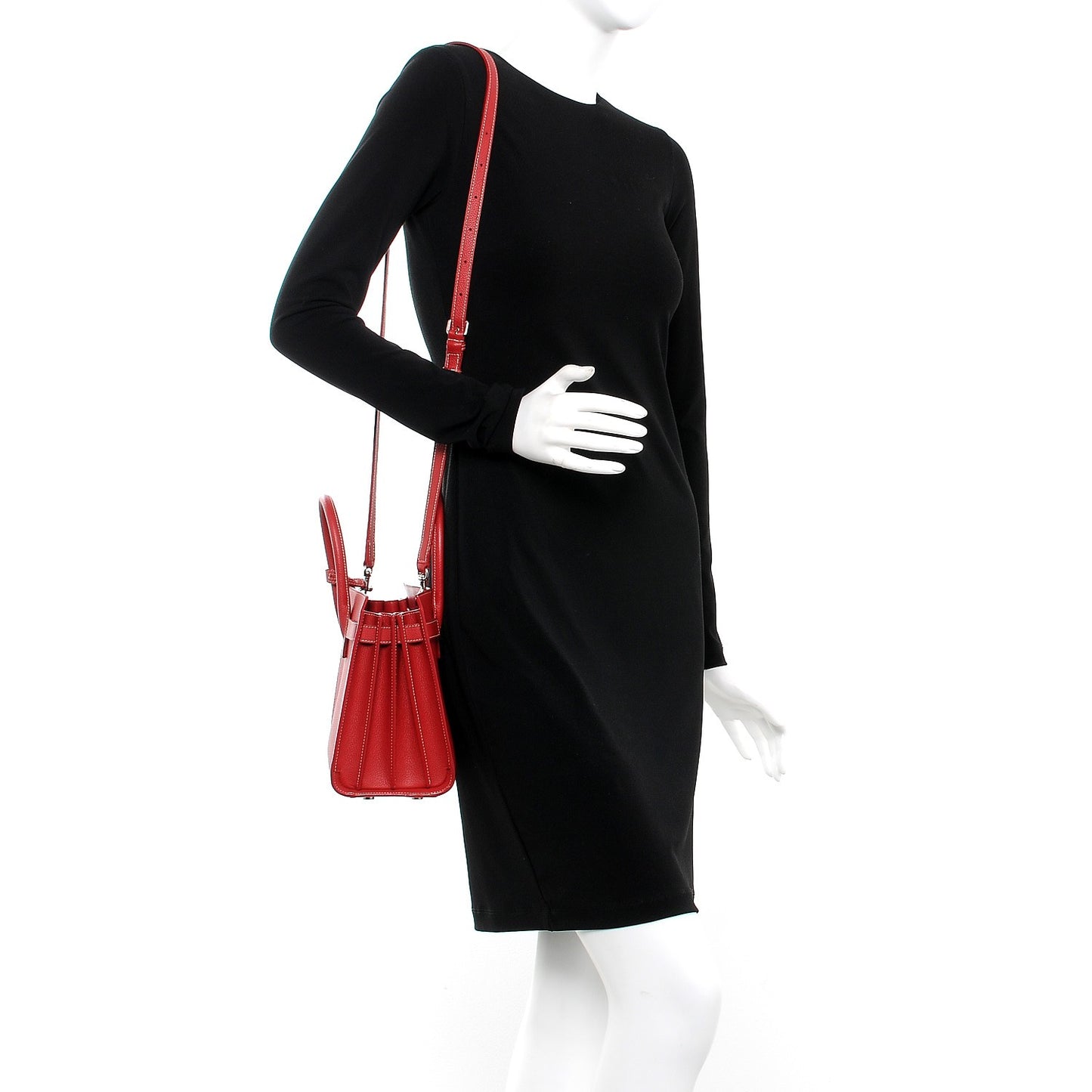 Grained Calfskin Topstitch Baby Sac De Jour Red