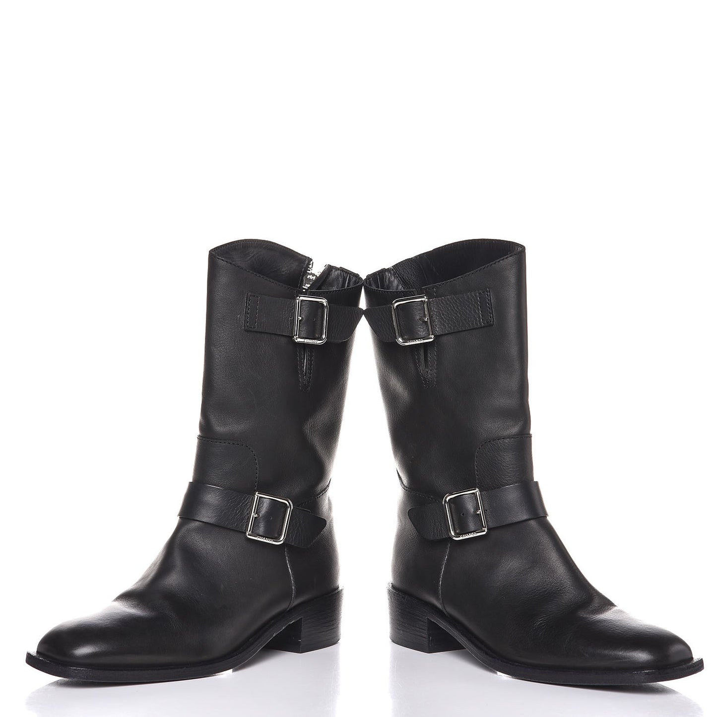 Calfskin Asymmetrical Mid Calf Boots 36.5 Black