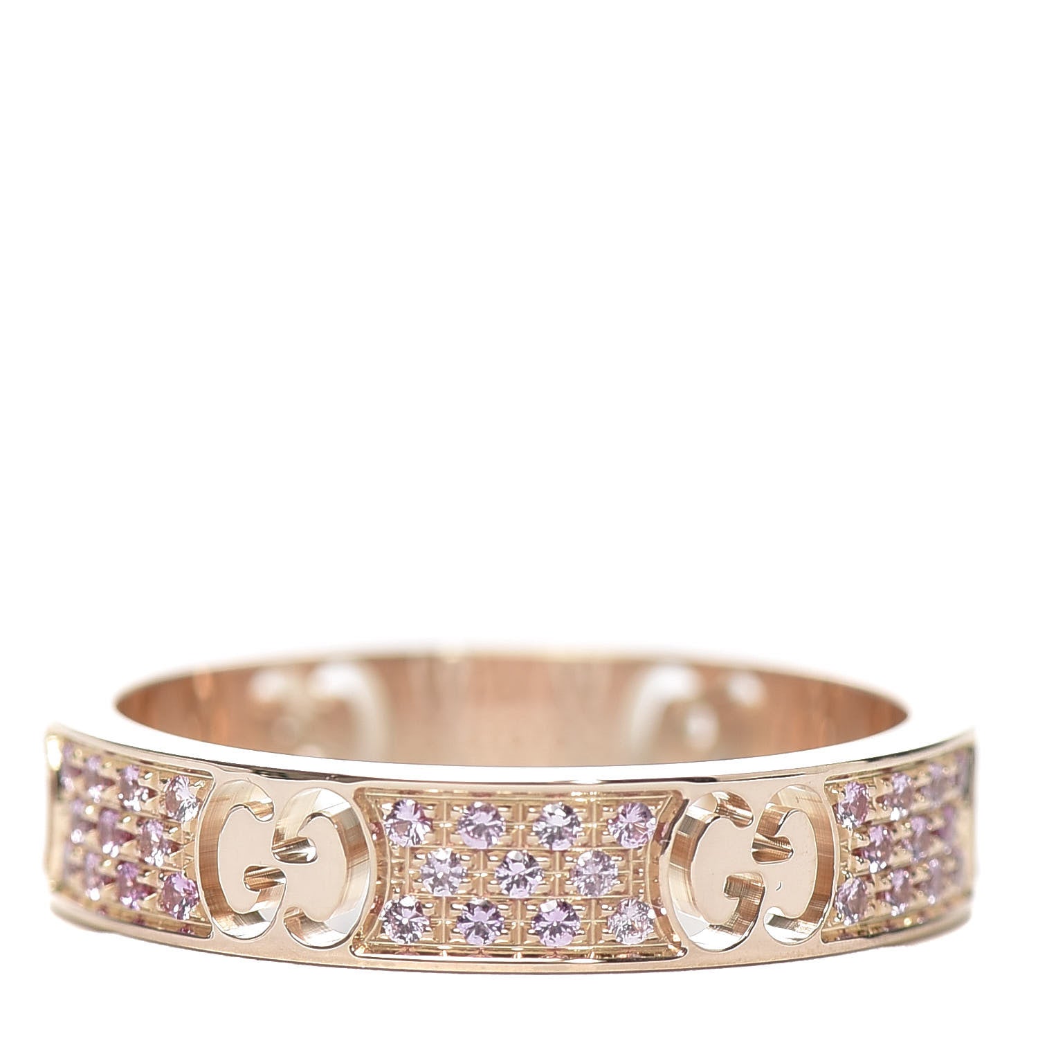 Gucci 18K Rose Gold Pink Sapphire Icon Stardust Thin Band Ring 54 7 1 of 6