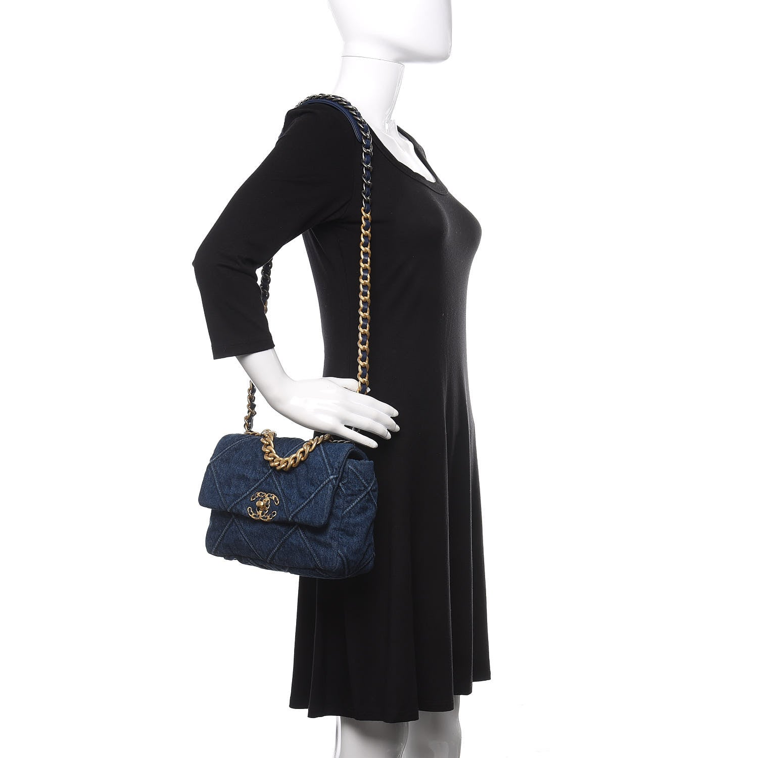 Chanel Denim Quilted Medium 19 Flap Blue 2 of 11