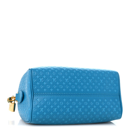 Louis Vuitton Calfskin Nanogram Embossed Speedy Bandouliere 20 Blue 4 of 12