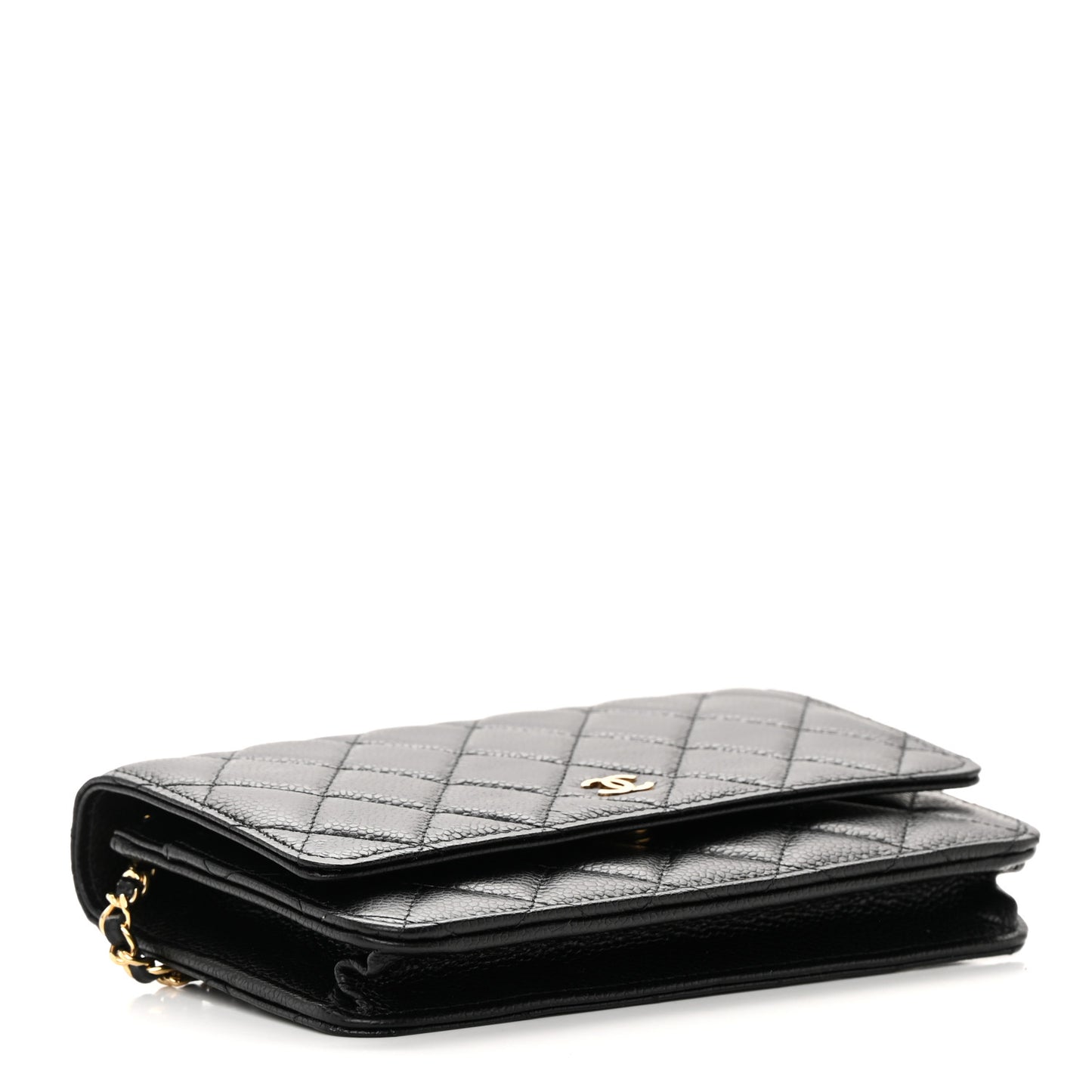 Caviar Quilted Wallet on Chain WOC Black