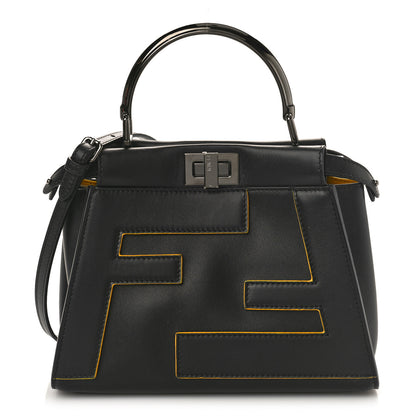 Fendi Nappa FF Mini Peekaboo Iconic Satchel Black Sunflower 1 of 8