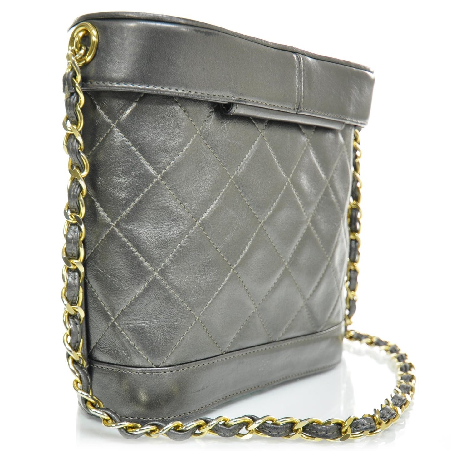 Quilted Lambskin Tassel Shoulder Bag Pewter