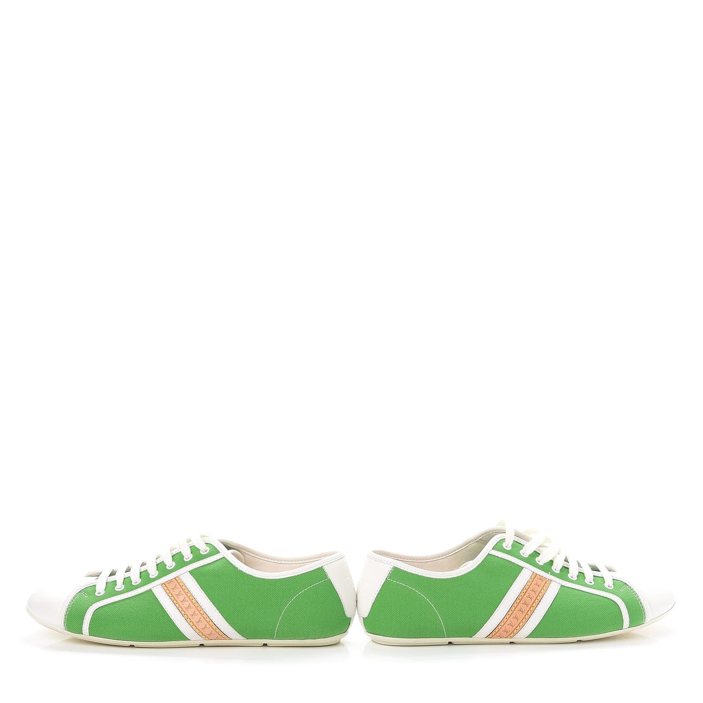 Canvas Calfskin Sneakers 38 Green
