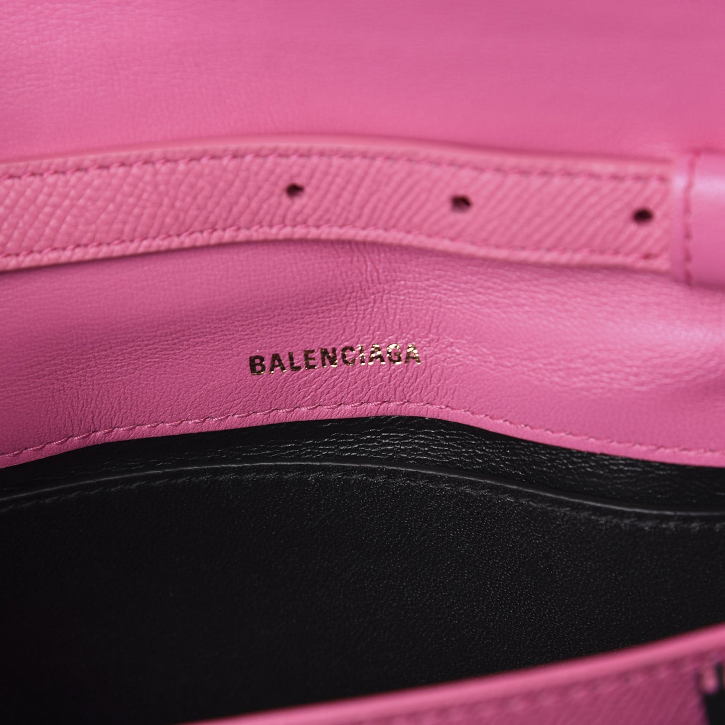 Signature Grained Calfskin Logo Print Ville Day Bag XS Rose Bubblegum Black
