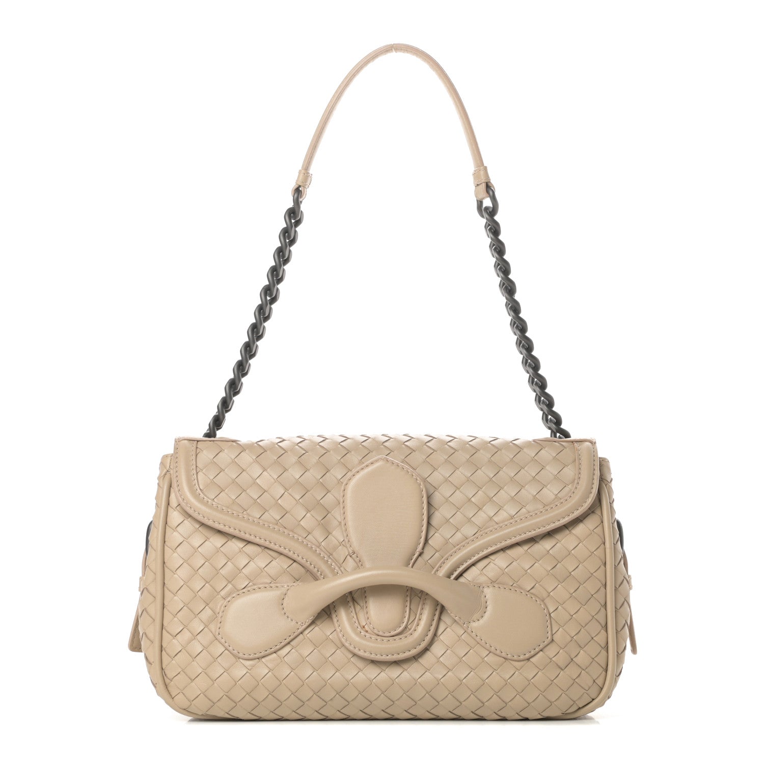 Bottega Veneta Nappa Intrecciato Rialto Shoulder Bag Nude 1 of 11