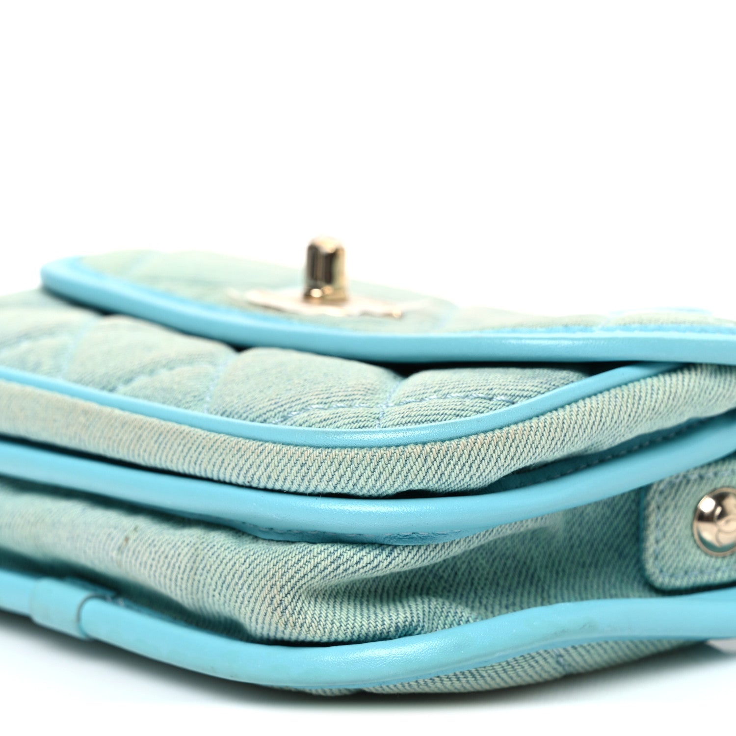 Chanel Denim Quilted Small Messenger Flap Neon Blue 10 of 10