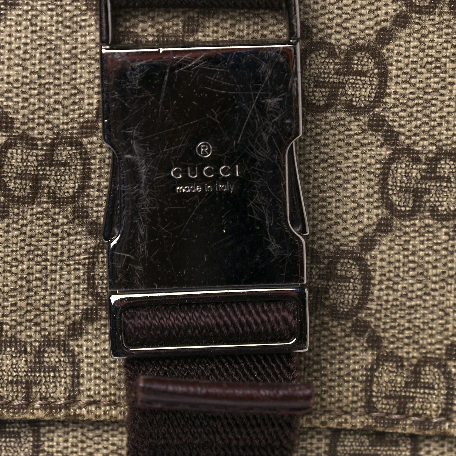 Gucci GG Plus Monogram Large Double Buckle Flap Messenger Bag Beige Dark Brown 12 of 14