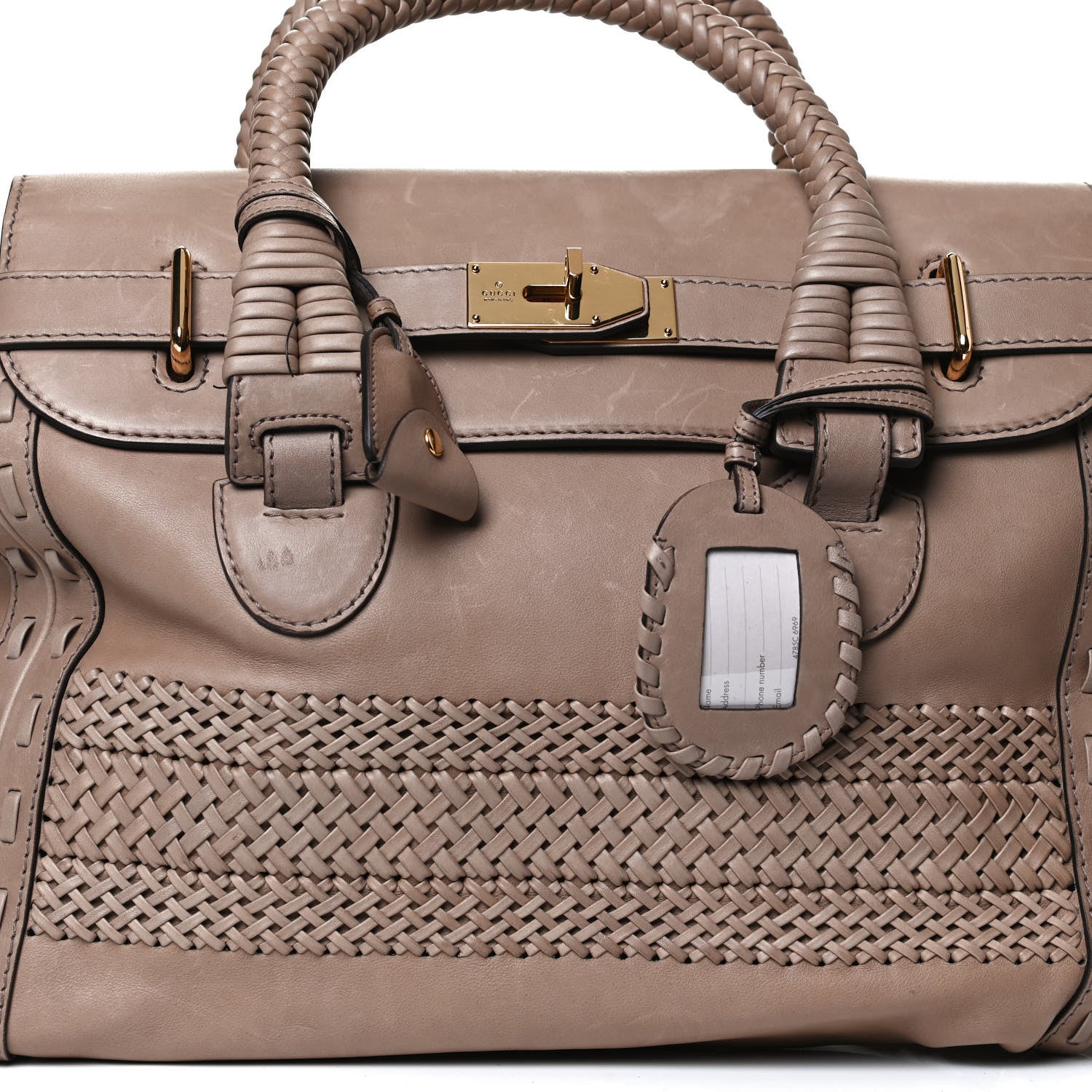 Gucci Calfskin Handmade Large Top Handle Bag Taupe 9 of 15