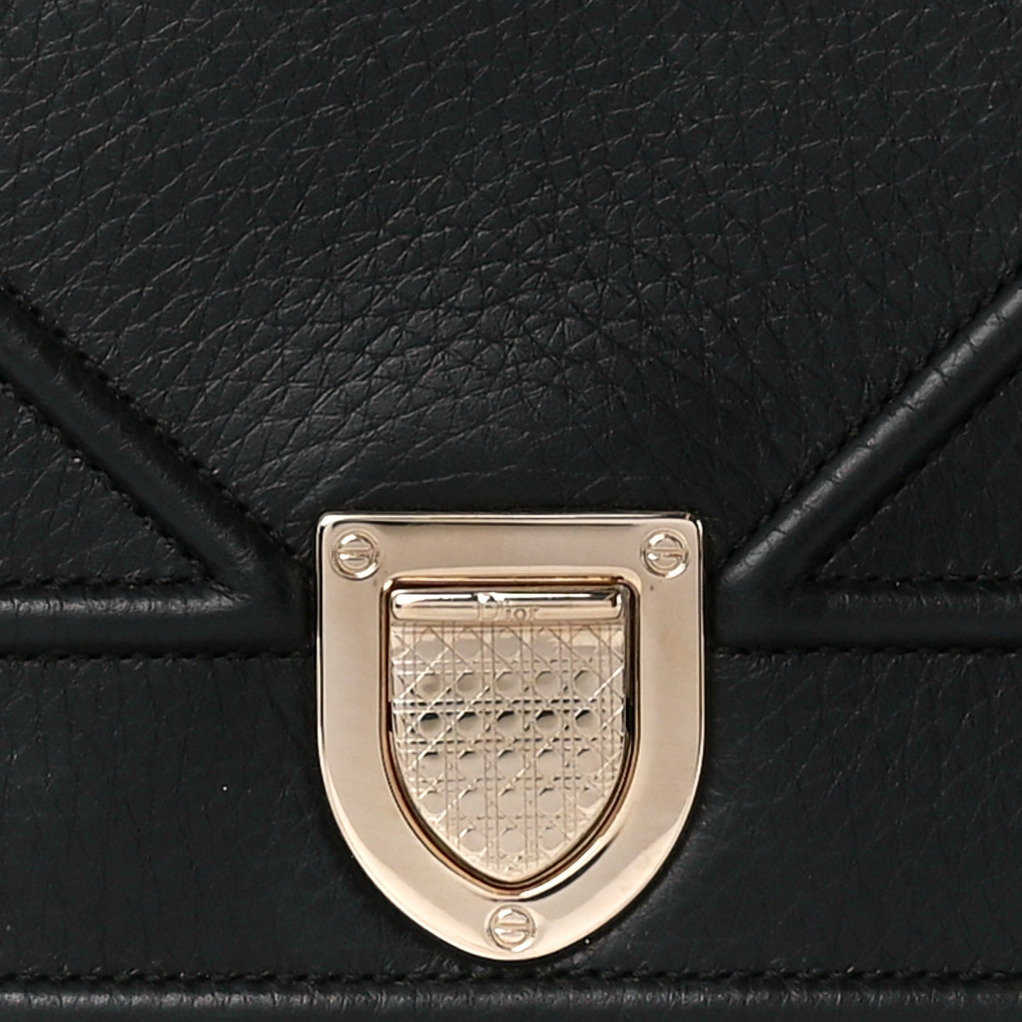 Grained Calfskin Small Diorama Flap Bag Black