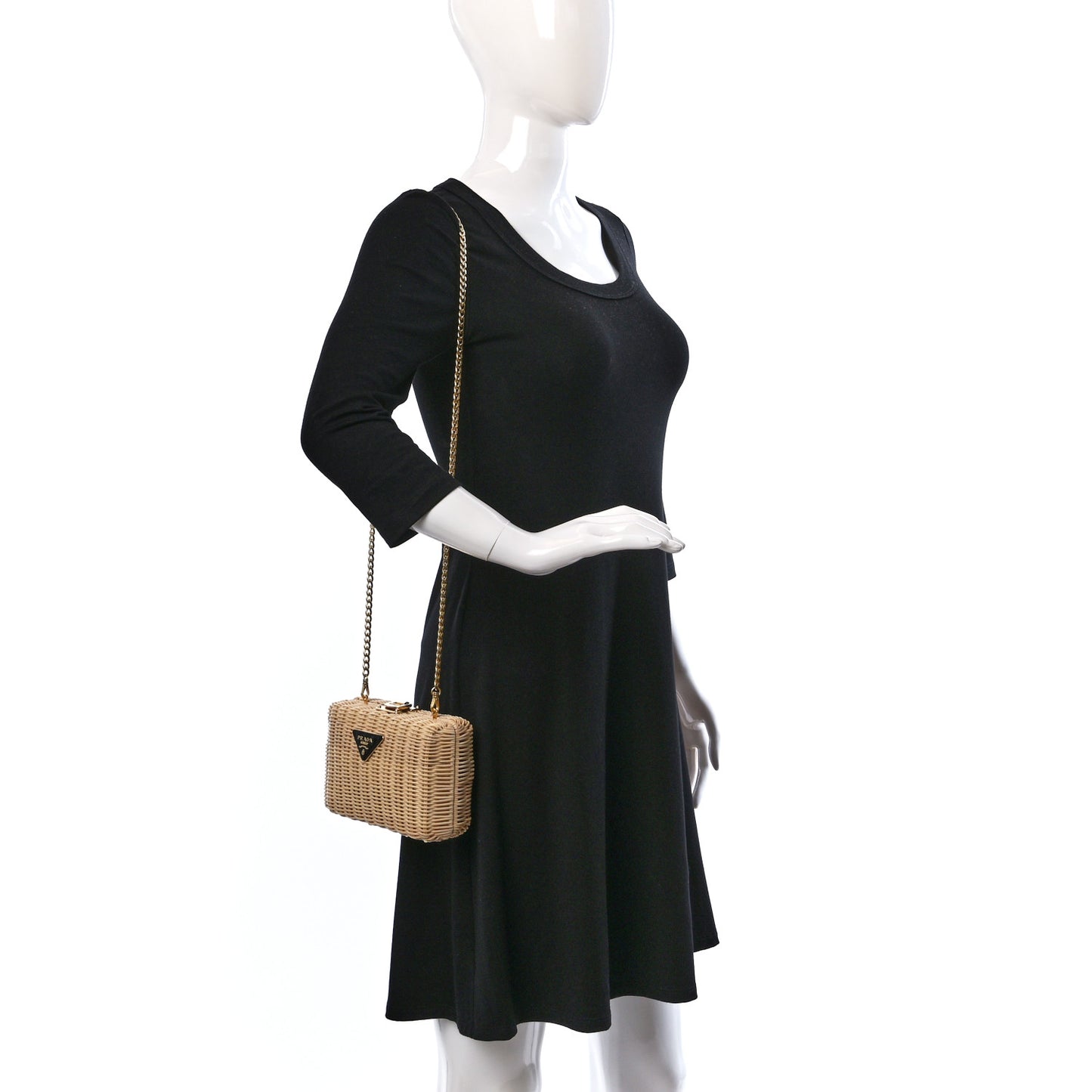 Wicker Triangle Crossbody Clutch Naturale Black