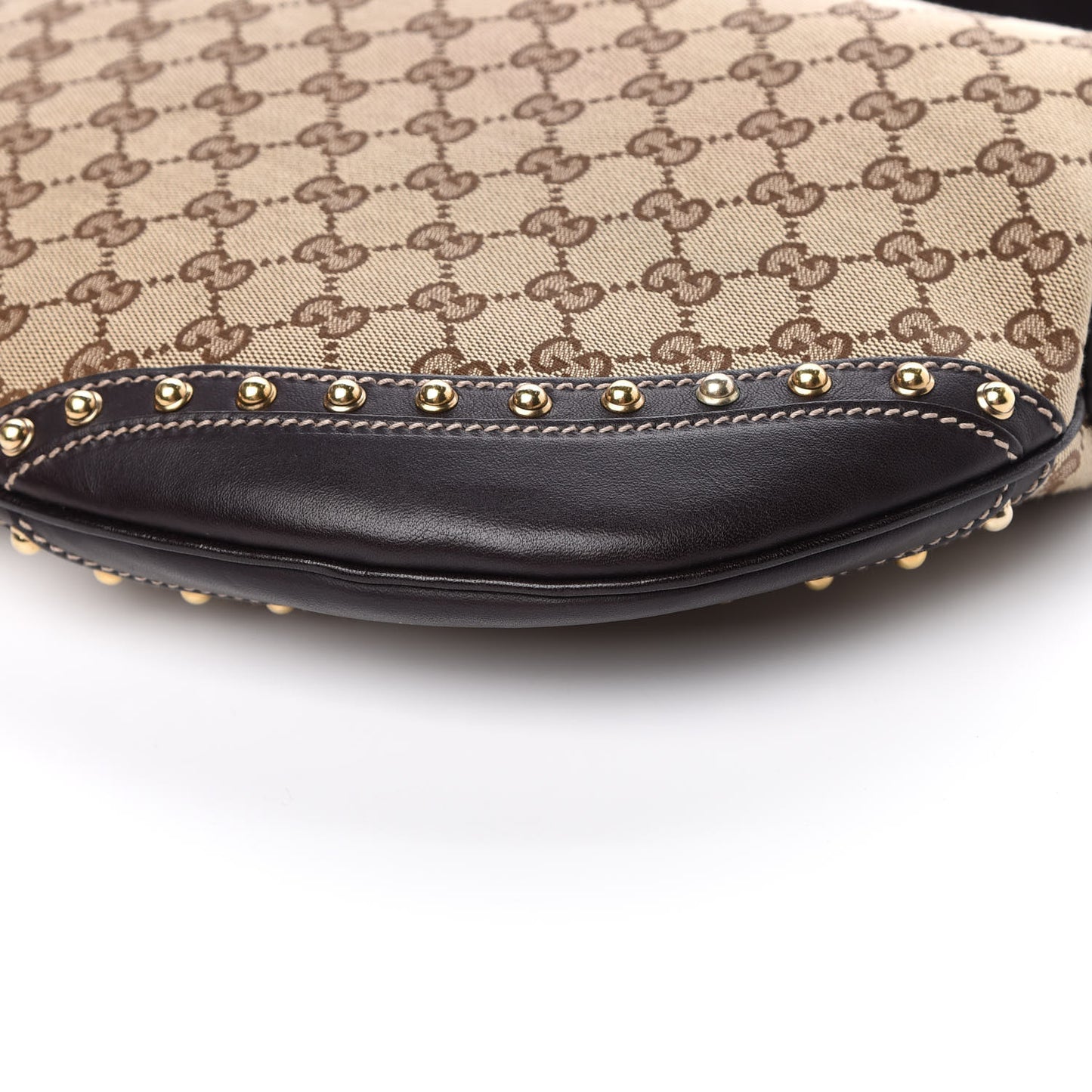 Monogram Web Studded Pelham Shoulder Bag Dark Brown