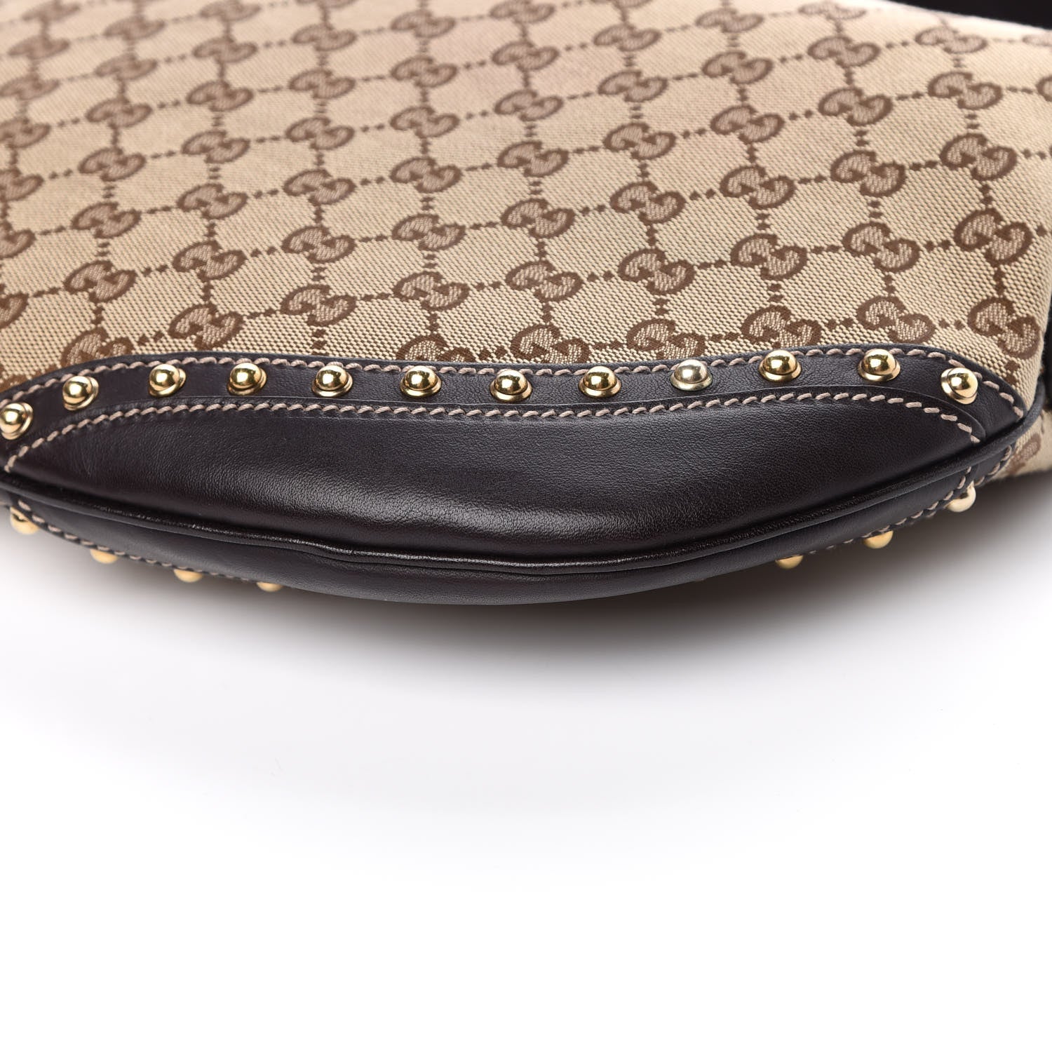 Gucci Monogram Web Studded Pelham Shoulder Bag Dark Brown 9 of 10
