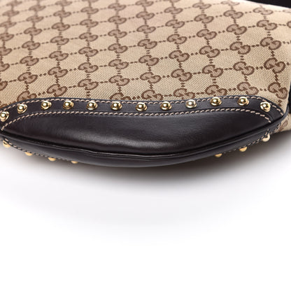 Gucci Monogram Web Studded Pelham Shoulder Bag Dark Brown 9 of 10