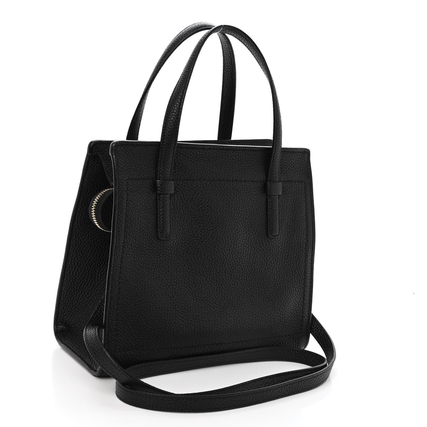 Hammered Calfskin Double Handle Small Amy Tote Black