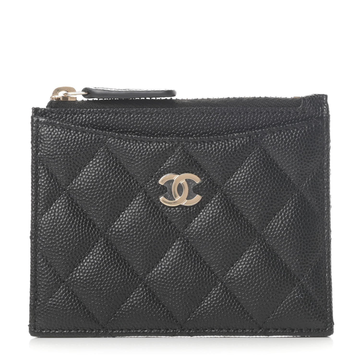 Chanel Caviar Quilted CC Zip Card Holder Black 1 of 8