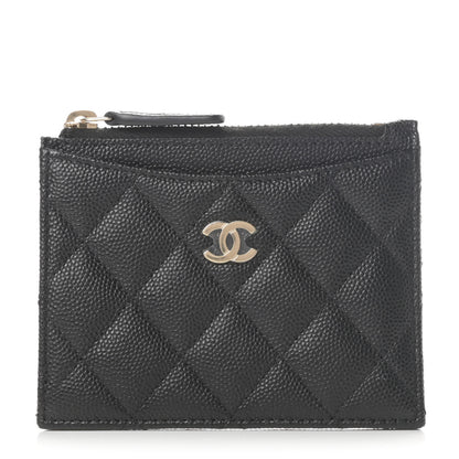 Chanel Caviar Quilted CC Zip Card Holder Black 1 of 8