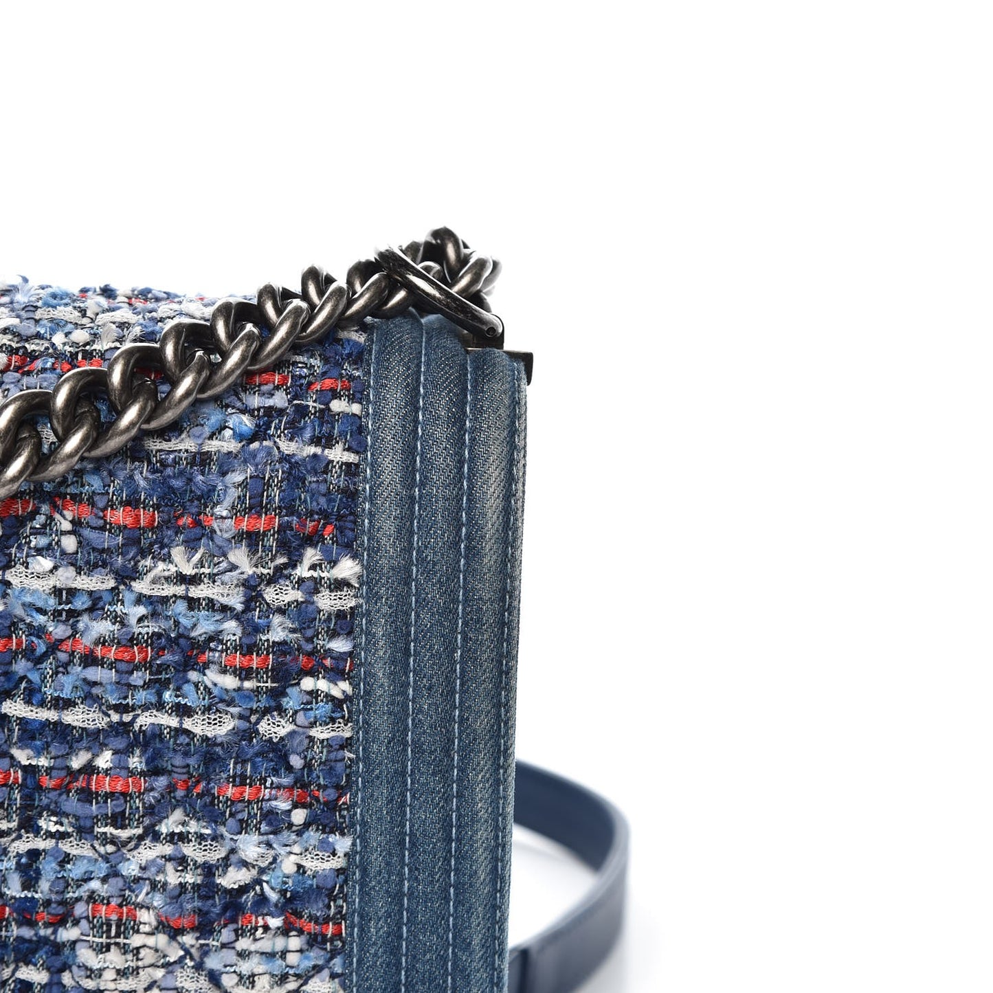Tweed Denim New Medium Boy Flap Blue