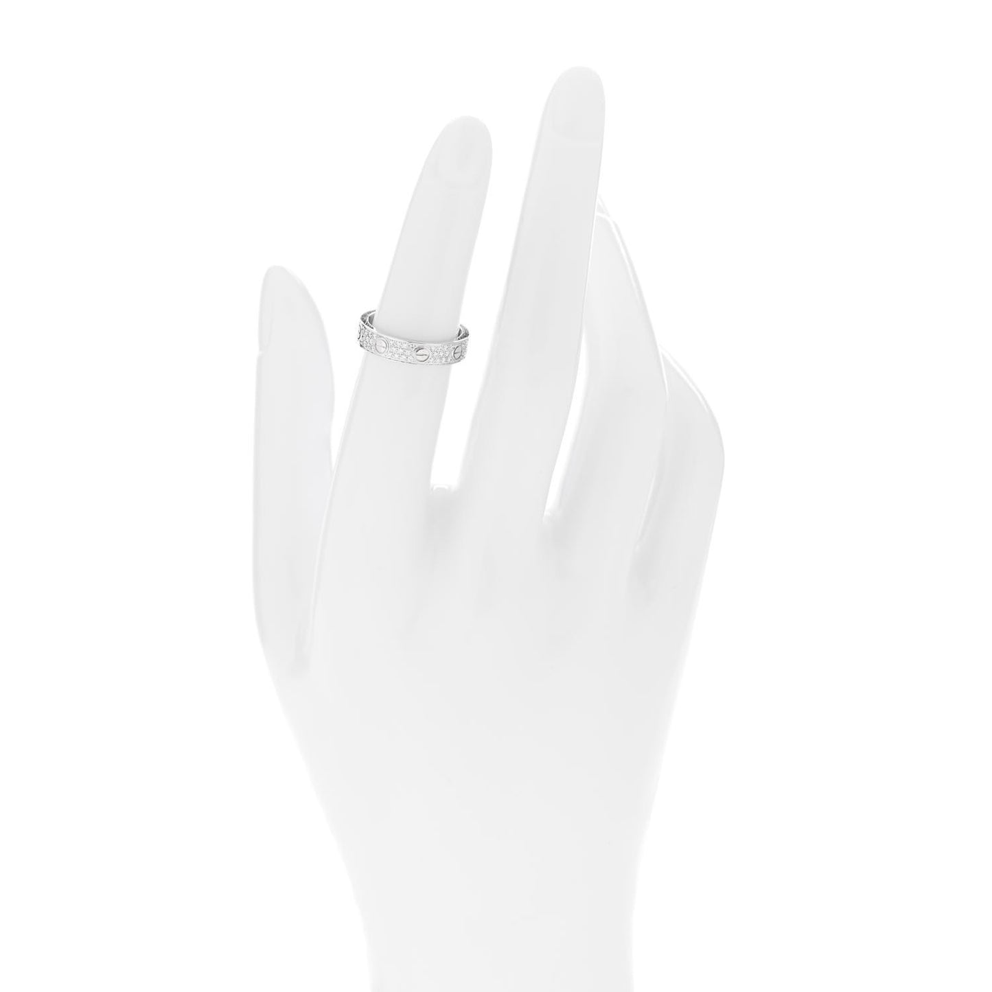 18K White Gold Diamond 4mm LOVE Wedding Paved Band Ring 49 5