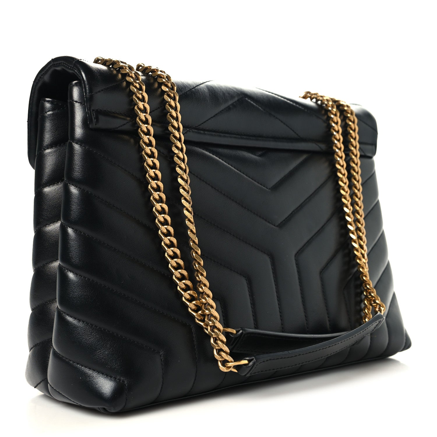 Saint Laurent Calfskin Y Quilted Monogram Medium Loulou Chain Satchel Black 3 of 11