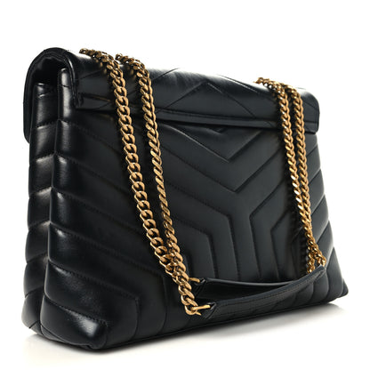 Saint Laurent Calfskin Y Quilted Monogram Medium Loulou Chain Satchel Black 3 of 11