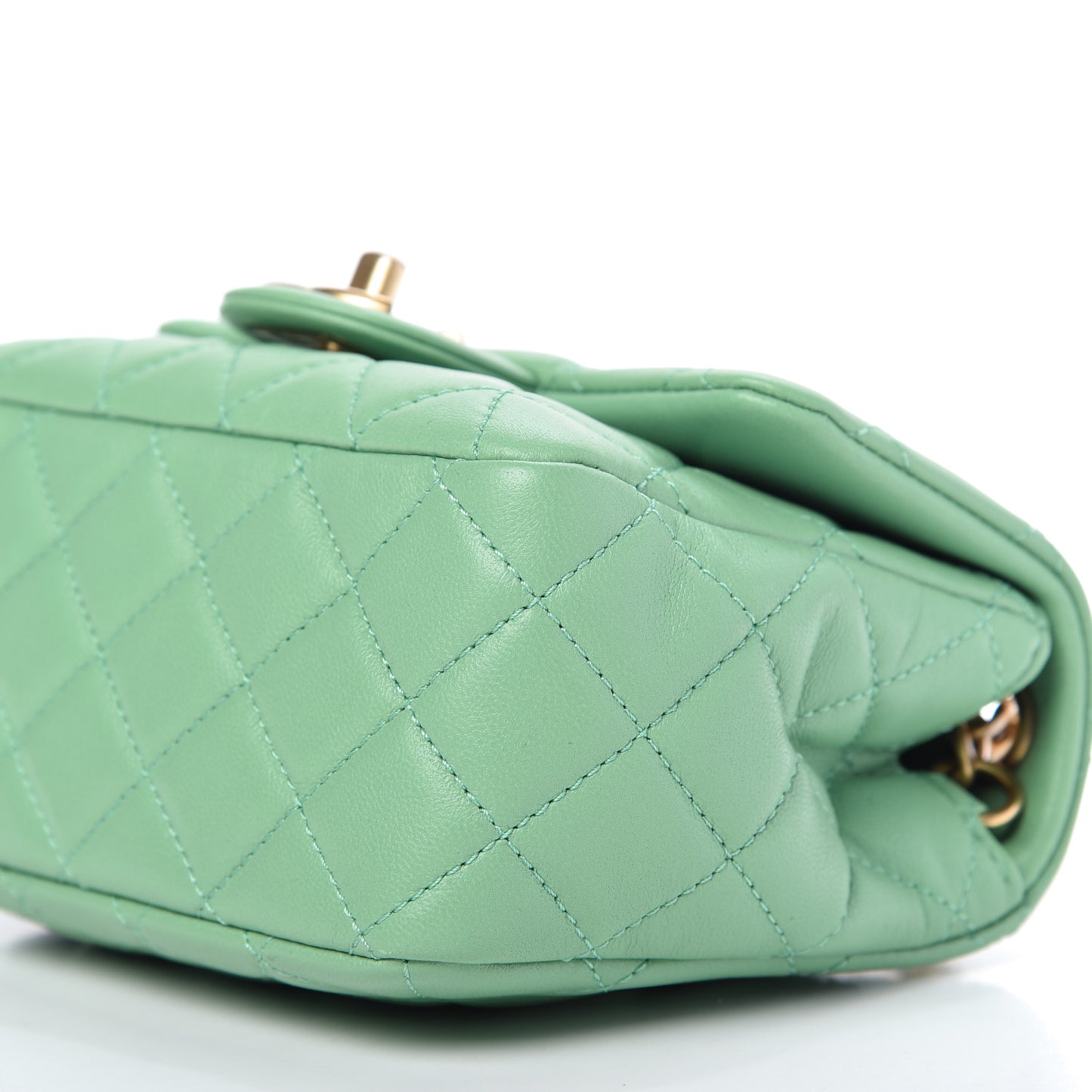 Lambskin Resin Quilted Mini Pearl Samba Square Flap Green