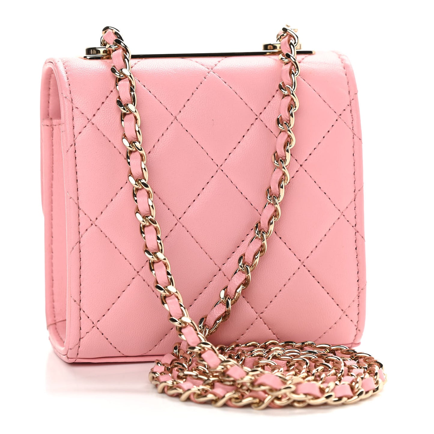 Lambskin Quilted Mini Trendy CC Clutch With Chain Pink