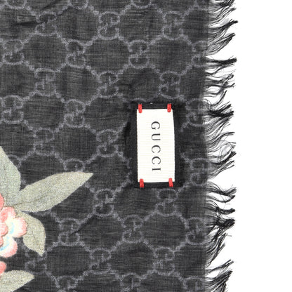 Gucci Modal Silk GG Monogram GG Tian Square Shawl Black Medium Grey 3 of 4