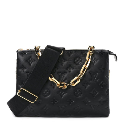 Louis Vuitton Lambskin Embossed Monogram Coussin PM Black 1 of 15