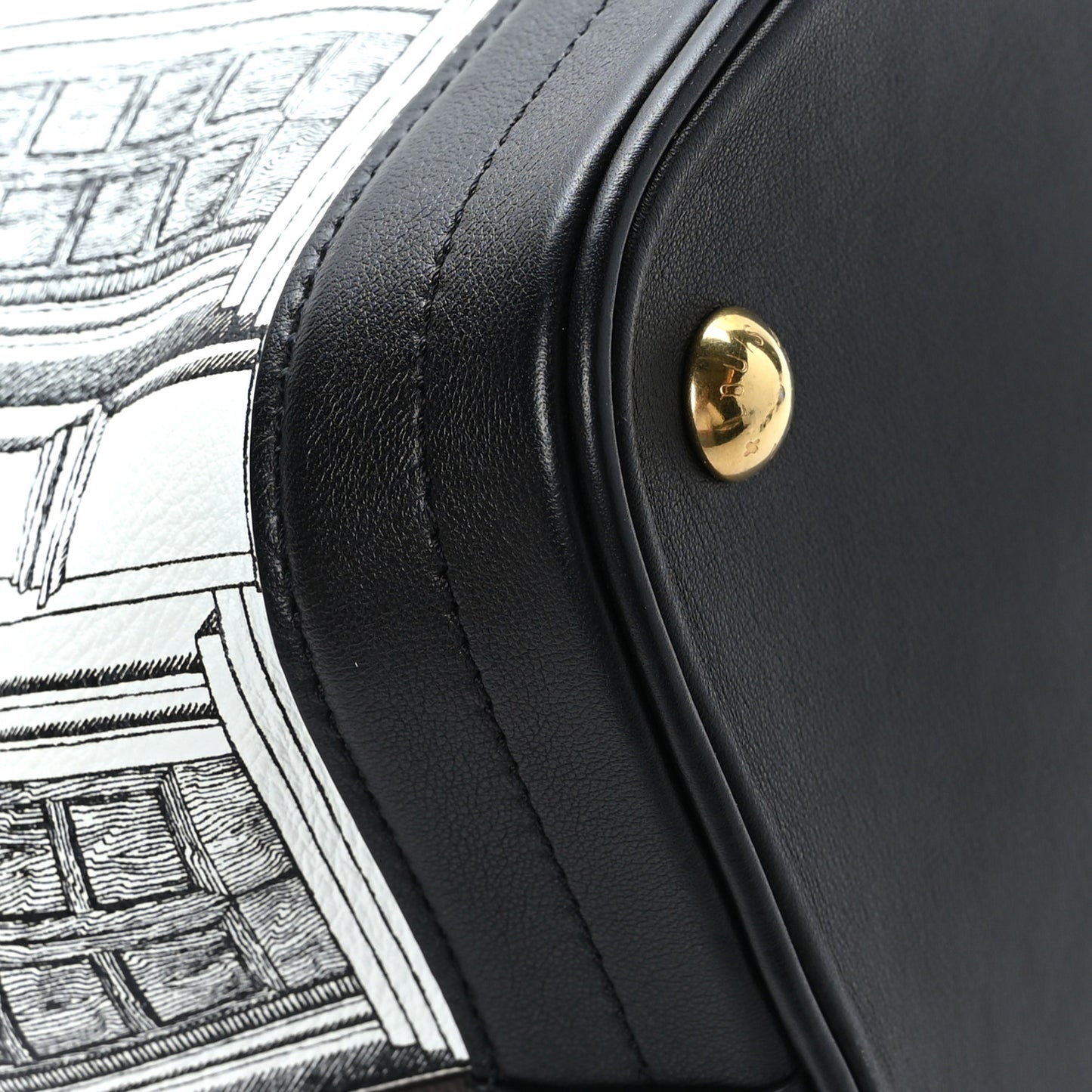 X FORNASETTI Calfskin Architettura Noe MM Black White