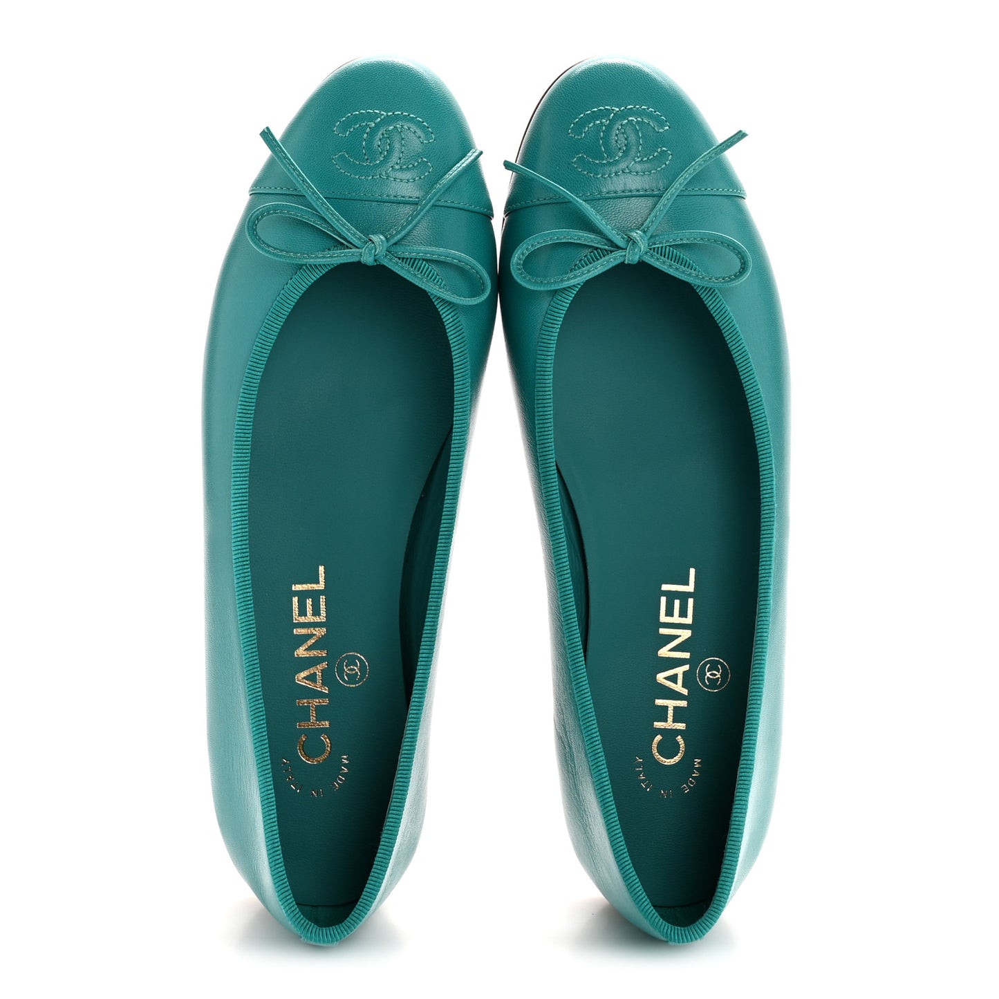 Lambskin Cap Toe CC Ballerina Flats 36.5 Turquoise