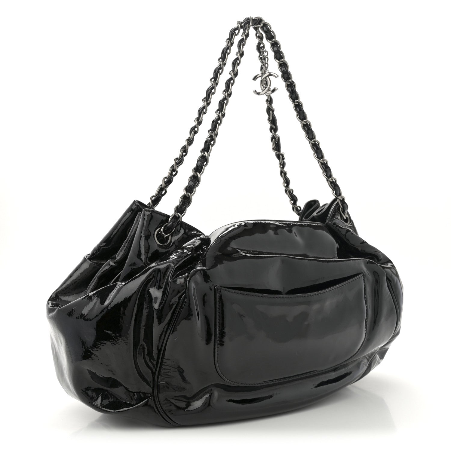 Chanel Patent Camellia Shoulder Bag Black 3 of 12