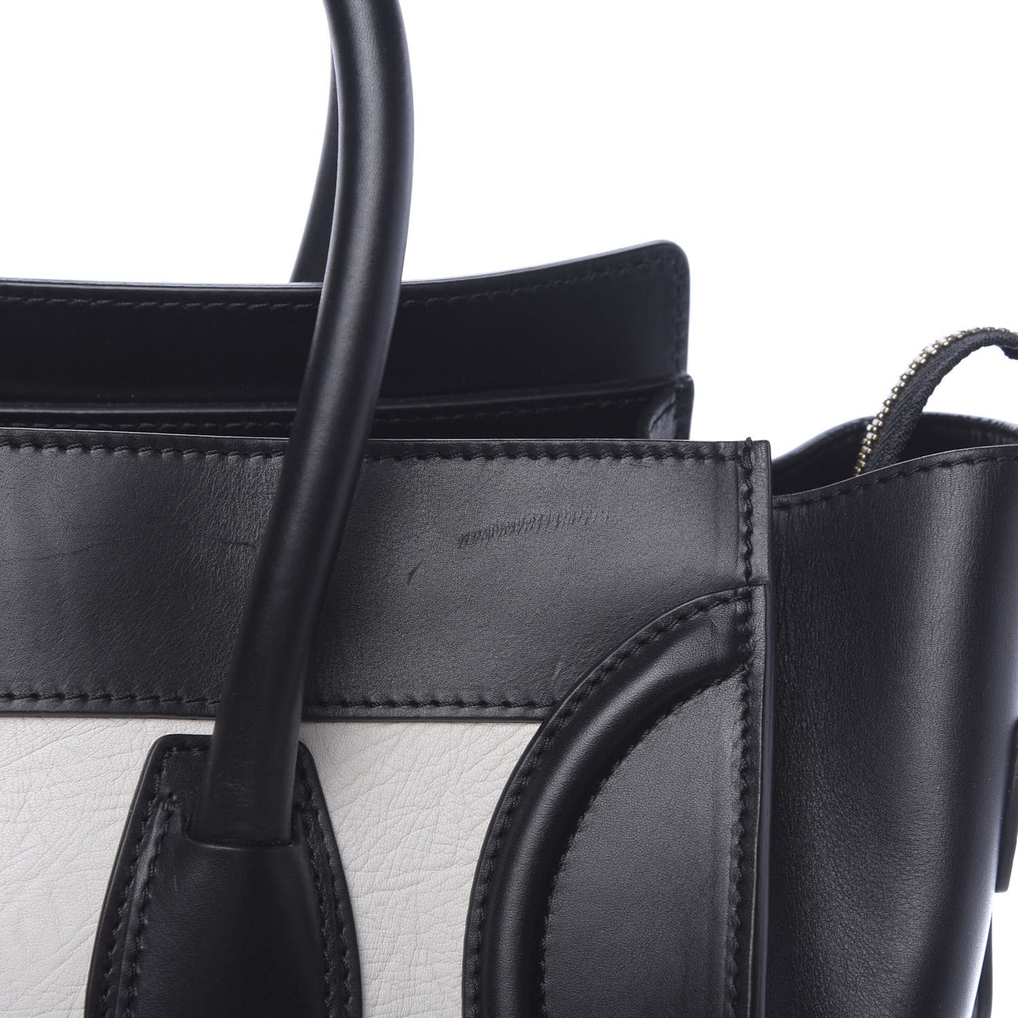 Elephant Calfskin Bicolor Mini Luggage Black White