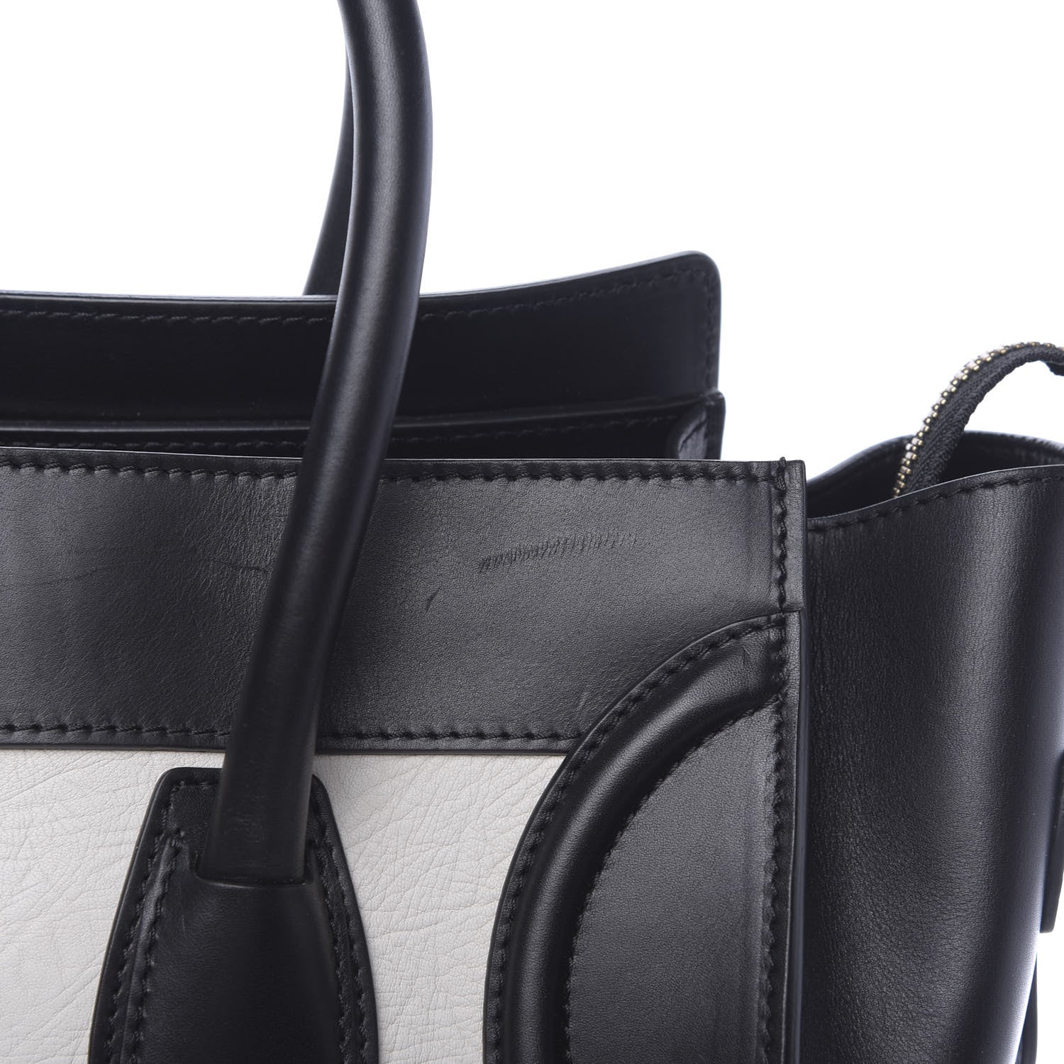 Celine Elephant Calfskin Bicolor Mini Luggage Black White 8 of 11