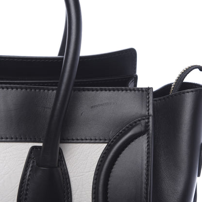 Celine Elephant Calfskin Bicolor Mini Luggage Black White 8 of 11