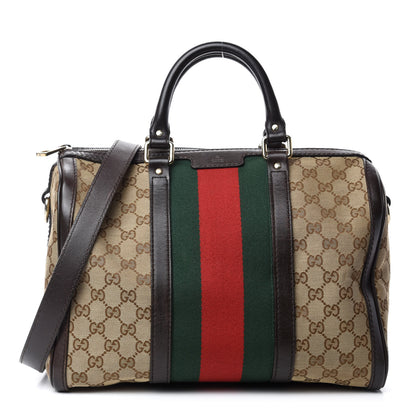 Gucci Monogram Vintage Web Medium Boston Dark Brown 1 of 13