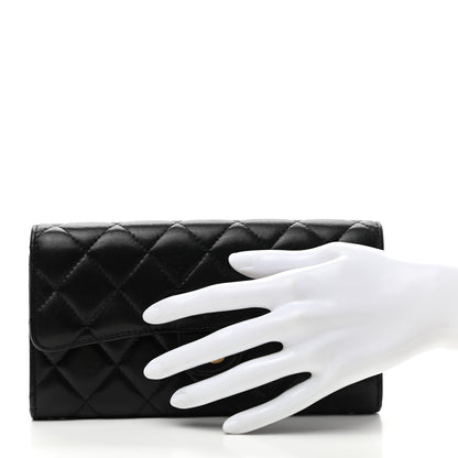 Chanel Lambskin Quilted Large Gusset Flap Wallet Black 2 of 8
