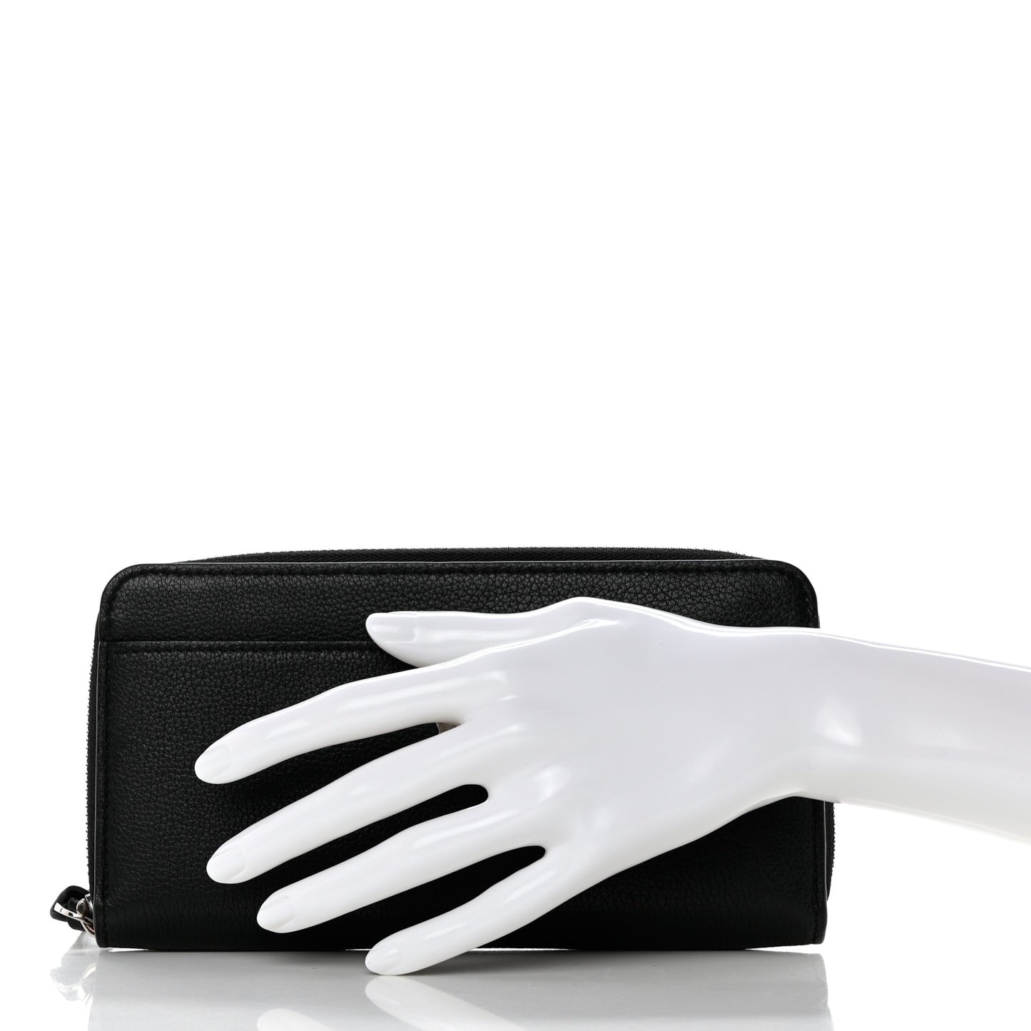Calfskin Zippy Lockme Wallet Black