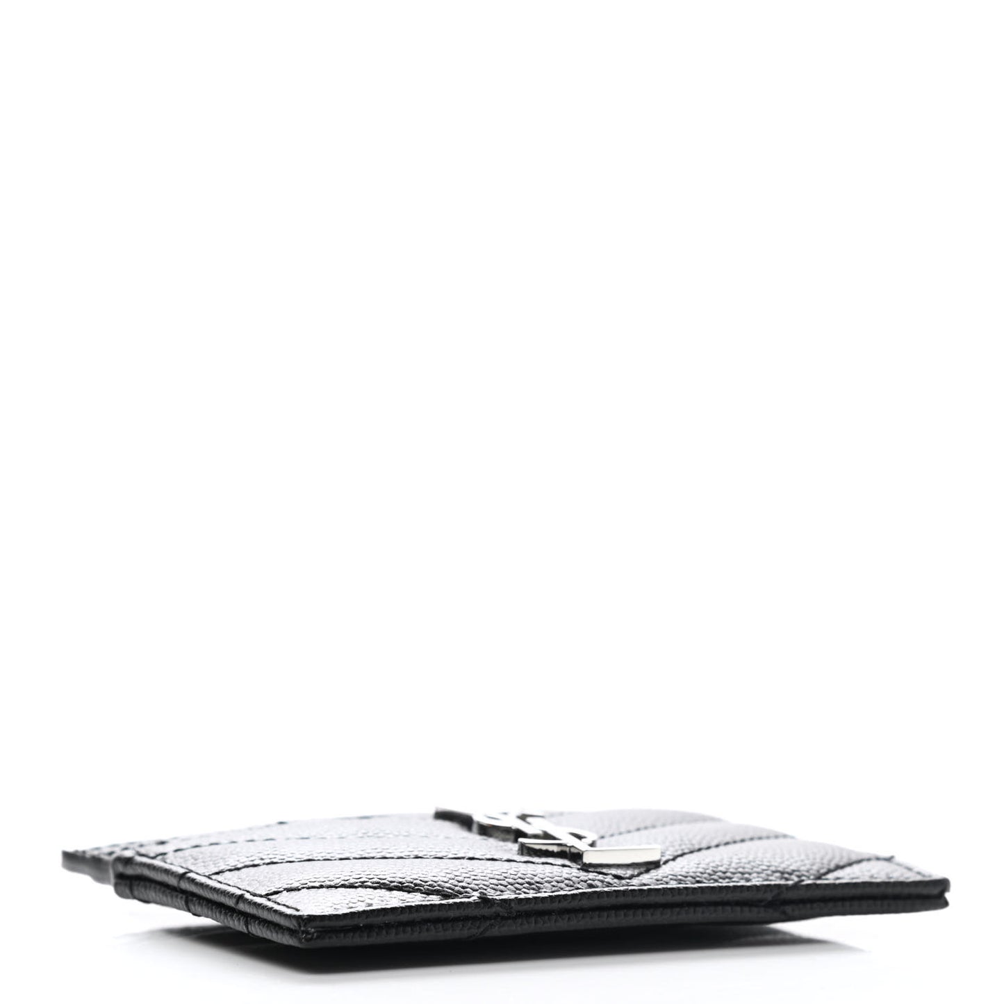 Grain De Poudre Matelasse Chevron Monogram Credit Card Case Black