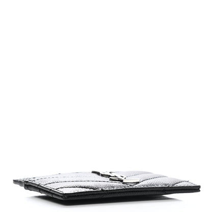Saint Laurent Grain De Poudre Matelasse Chevron Monogram Credit Card Case Black 4 of 8