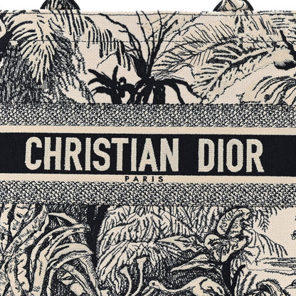 Christian Dior Canvas Embroidered Medium Palms Toile De Jouy Book Tote Blue 8 of 12