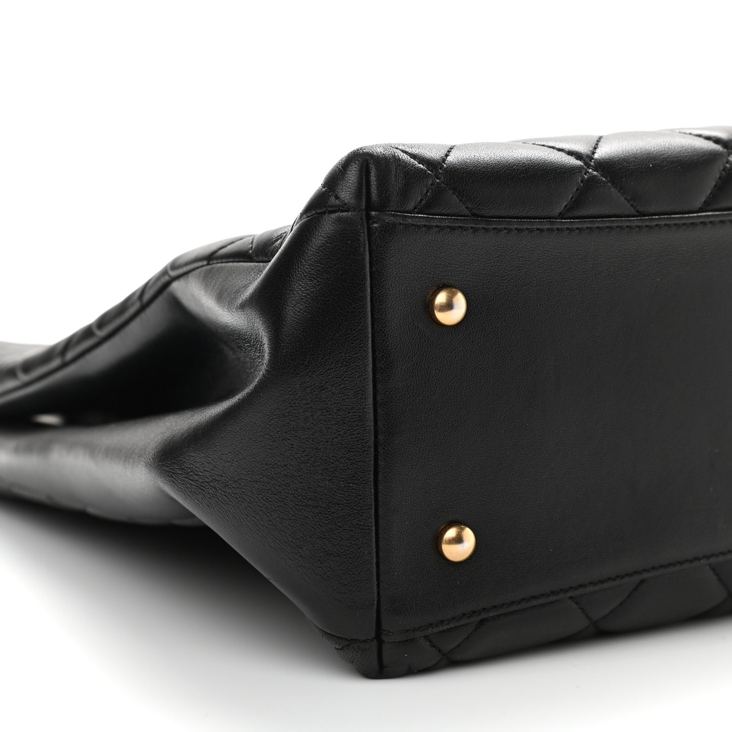 Lambskin Quilted Trendy CC Shopping Tote Black