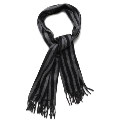 Louis Vuitton Cashmere Wool Stripe Muffler Scarf Black Gray 1 of 4