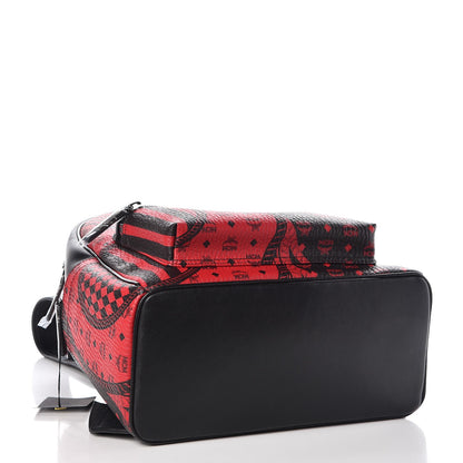 MCM Visetos Baroque Print Medium Stark Backpack Black Red 3 of 10