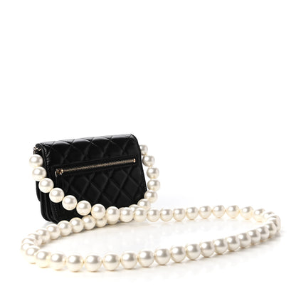 Chanel Calfskin Quilted Mini Maxi Pearls Wallet On Chain WOC Black 3 of 11